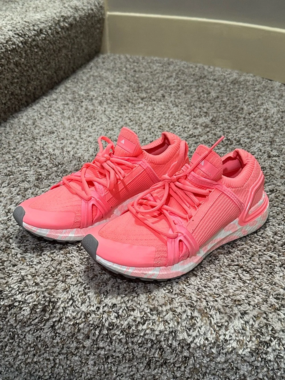 Adidas by Stella McCartney Coral Pink Knit Ultraboost Athletic Sneakers